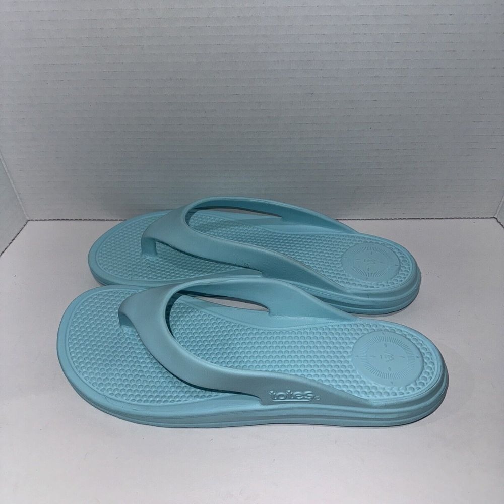Totes Sol Bounce Flip Flops Women Size 9 Light Blue Everywear‎ Thong Sandals